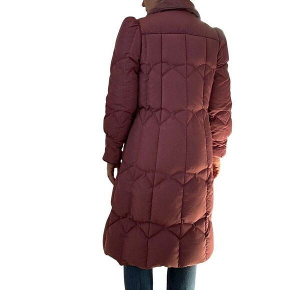 Vintage 1970s Saxton Hall Dusty Pink Quilted Goose Down Puffer Trench Coat Sz M - Picture 9 of 10